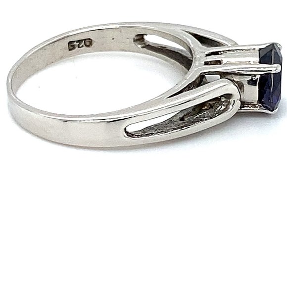 Iolite 1.20ct Platinum Finish Solid Silver Ring - Picture 4 of 7